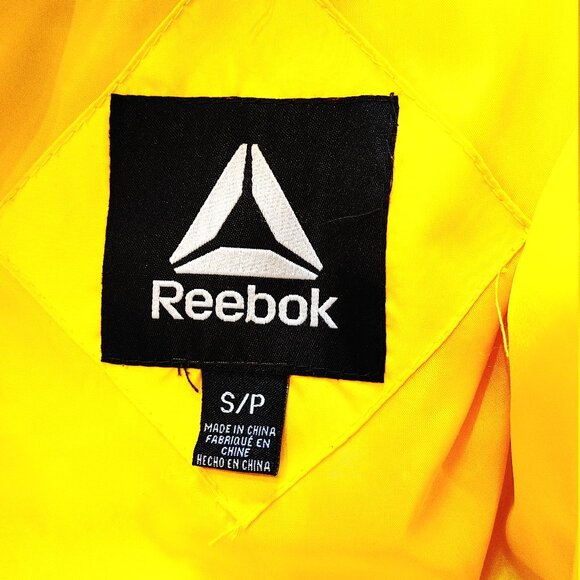 Reebok Full Zip Hooded Sherpa Lined Yellow Puffer Jacket - Small - Picture 3 of 5